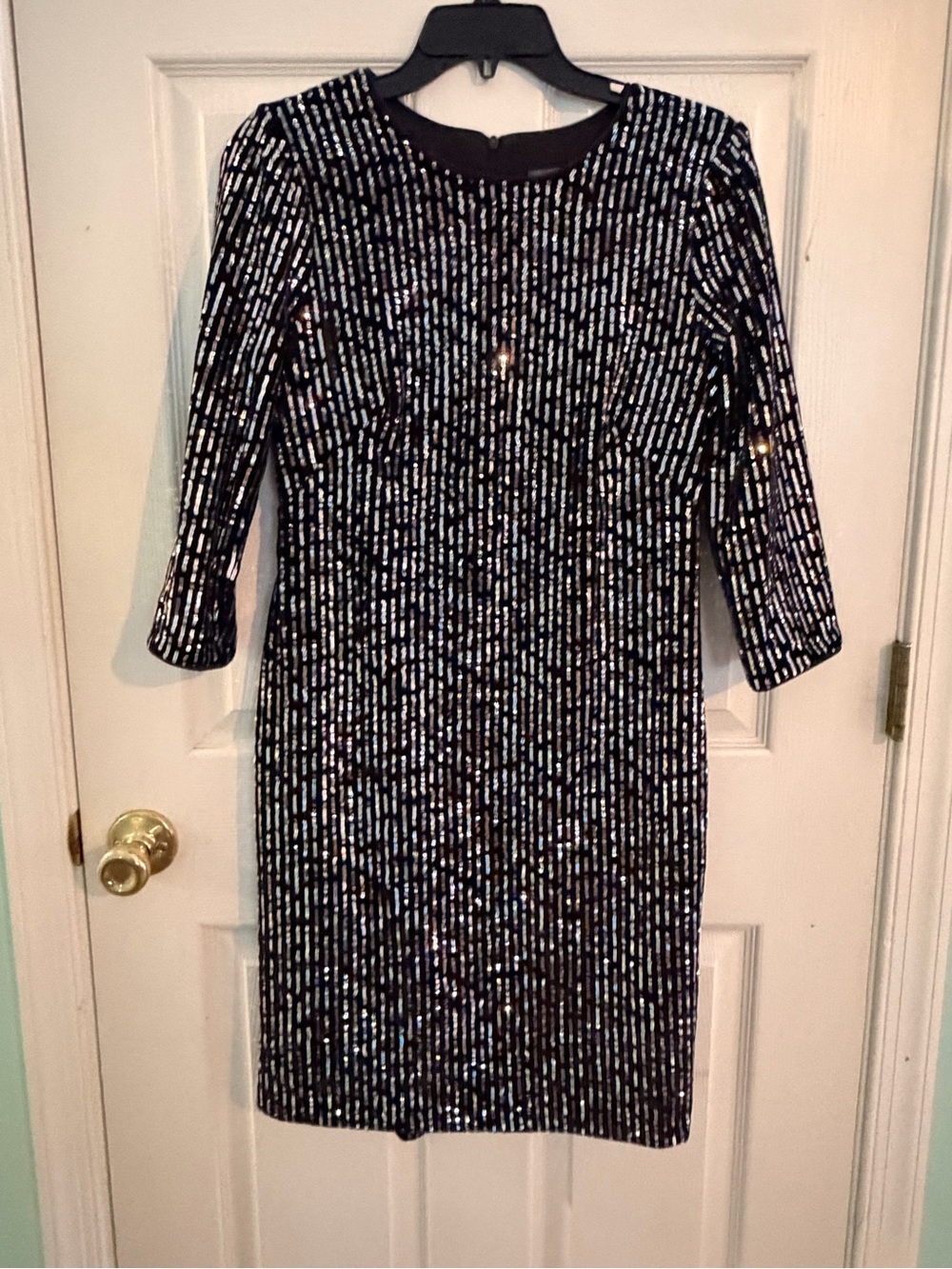 Julia Jordan Black Sequin Stripe Sheath Dress - Women's